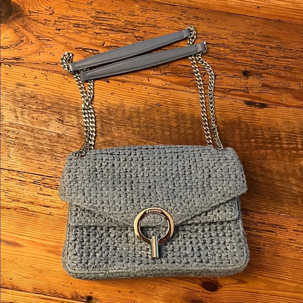 Sandro Raffia YZA Bag in Blue